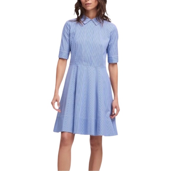 NWT DKNY Hudson Blues Poplin Shirt Dress in Navy - Picture 1 of 6